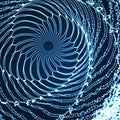 Spiral. Tunnel. Array with Dynamic Particles. Futuristic Style. Cyberspace Grid. 3D Vector Illustration Royalty Free Stock Photo