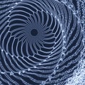 Spiral. Tunnel. Array with Dynamic Particles. Futuristic Style. Cyberspace Grid. Royalty Free Stock Photo