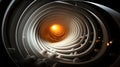 A spiral tunnel with a light at the end. Generative AI image. Royalty Free Stock Photo