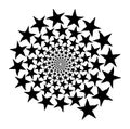 Spiral vector pattern of stars on a white background. Isolated pattern. Black and white, monochrome Royalty Free Stock Photo