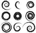 Spiral, vortex element set. 9 different circular shapes. Spiral