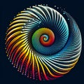 A spiral vortex. A Vector Image of Spirals with Colorful Dots on black background Royalty Free Stock Photo