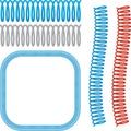 Spiral wire brush in open and closed forms. Three colors