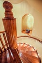Spiral wooden stairs Royalty Free Stock Photo
