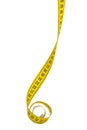 Spiral yellow tape measure isolated on the white background