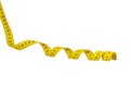 Spiral yellow tape measure isolated on the white background