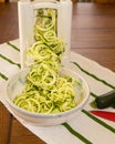 Spiral Zucchini zoodles noodles in spiralizer