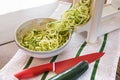 Spiral Zucchini zoodles noodles in spiralizer Royalty Free Stock Photo