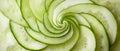 Spiraled Cucumber Slices Arranged in a Circular Pattern