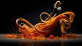 Spiraled Serenade: In the culinary ballet, sinuous spirals of pasta entwine with delicate ribbons