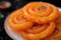 Spiraled sweetness Indian Jalebi, a classic and flavorful dessert Royalty Free Stock Photo