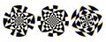Spiraling abstract patterns with intricate, geometric designs in a modern style. Perfect for graphic design, branding, and