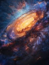 Spiraling galaxy in deep space