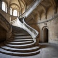 Spiraling splendor: the magnificent circular stone stairway of chatoudun castle in france