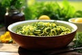 spiralized zucchini noodles in a bowl as a gluten-free pasta alternative