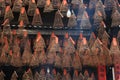 Spirals of incense are hung to the ceiling of a temple (Vietnam)