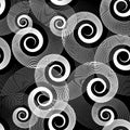 Spirals seamless pattern. Modern beautiful spiral circles ornamental background. Repeat geometric black and white backdrop. Wavy Royalty Free Stock Photo