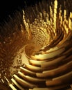 A spiralshaped market graph made of gold ingots with arrows pointing up and down symbolizing the volatility of gold