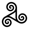 Spiral triskelion or triskele with hollow triangle in the center