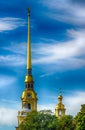 Spire bell tower Peter and Paul Cathedral in St. Petersburg