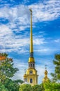 Spire bell tower Peter and Paul Cathedral in St. Petersburg