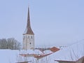 Spire of the Church of the Trinity on a winter day in Rakvere