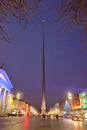 The spire monument in Dublin at Christmas Royalty Free Stock Photo