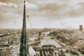 Spire of Notre Dame Cathedral, aerial view from the landmark top - Paris, France Royalty Free Stock Photo