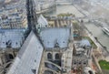 Spire of Notre Dame Cathedral, aerial view from the landmark top - Paris, France Royalty Free Stock Photo