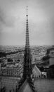 The spire of Notre Dame de Paris, panoramic view of Paris and river Seine from the roof of Notre Dame cathedral, France Royalty Free Stock Photo