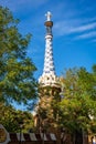 Spire of pavilion at Park Guell in Barcelona Royalty Free Stock Photo