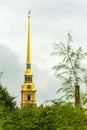 Spire of the Peter and Paul Fortress in Saint Petersburg, Russia Royalty Free Stock Photo