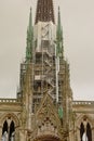 Spire of Rouen cathedral in scaffolding