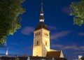 The spire of St. Nicholas ' Church closeup summer night. Tallinn, Estonia Royalty Free Stock Photo