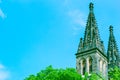 Spires of basilica in Vysehrad castle Royalty Free Stock Photo