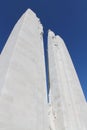 Spires of the Canadian Vimy Ridge Memorial, France, looking up at angle