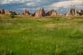 Spires and rock formations of Badlands National Park in South Dakota. Negative Space composition Royalty Free Stock Photo