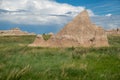 Spires and rock formations in the Badlands National Park in South Dakota Royalty Free Stock Photo