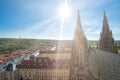 Spires of Saint Vitus Cathedral and Prague cityscape. Czech Republic Royalty Free Stock Photo