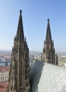 Spires of Saint Vitus cathedral in Prague Royalty Free Stock Photo