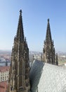 Spires of Saint Vitus cathedral in Prague Royalty Free Stock Photo