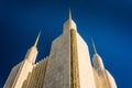 Spires of the Washington DC Mormon Temple in Kensington, Maryland.