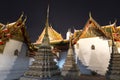 Wat Pho Buddhist Temple of the Reclining Buddha Spires By Night Bangkok Thailand