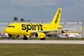 Spirit Airlines Airbus A319 airplane Fort Lauderdale airport Royalty Free Stock Photo