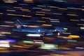Spirit Airlines Airbus A319 regional airliner on approach to land at McCarran International Airport in Las Vegas at night