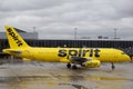 Spirit Airlines Airbus A320 on tarmac at O`Hare International Airport in Chicago