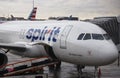 Spirit Airlines Airbus A320 on tarmac at O`Hare International Airport in Chicago