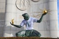 The Spirit of Detroit in Detroit, MI with MSU shirt Royalty Free Stock Photo