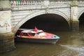 The Spirit of Docklands, a sightseeing boat run by Liffey River Cruises, on the River Liffey in central Dublin.