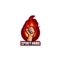 spirit hands united teamwork burn design logo template mascot